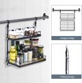Wall Mounted Plates Dish Cutlery Glass Pot Lid Rack, Hanging Spice Rack Set, Rail Rack with 10 Removable S Hooks for cookware, Storage Organizer for Kitchen. 