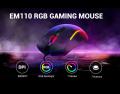 Gaming Mouse Eksa EM110 RGB Gaming Mouse - Optical Sensor 8000 DPI-Software Supported - 1000 Hz Polling Rate - branded Cable - Lightweigh (Black). 