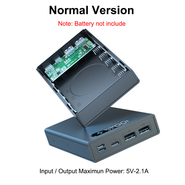 Revien Meiuazo 5*18650 Battery Power Bank Case Detachable Welding-free Battery Charge Storage Box Shell PD QI QC3.0 Quick Wireless Charger Case