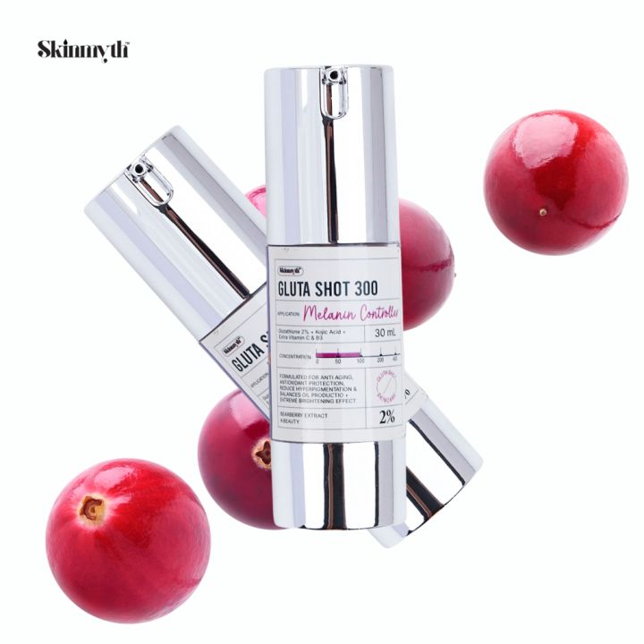 SKINMYTH GLUTA SHOT 300 - 2% Gluttathione Serum + Kojic Acid + Vitamin C + Niacinamide Face Serum for Glowing Skin and Face Brightening with Brightening Serum Ultimate Skin Care Products - 30 ML