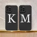 Initial Letter A Z Fashion Phone Case For iPhone 14 13 12 11 Pro Max 7 8 Plus SE2 X XS XR Luxury White Plain Letter Soft Covers. 