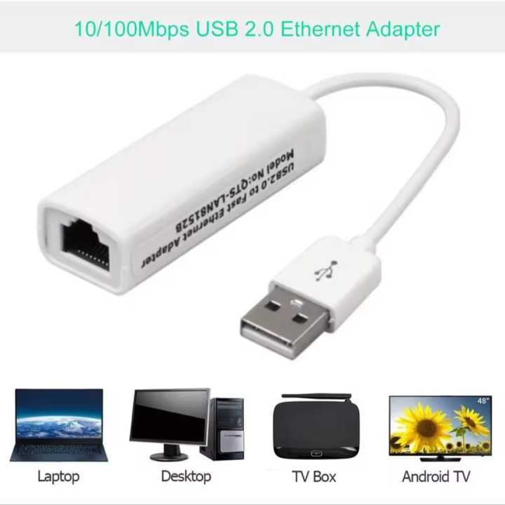 Ethernet RJ45 To USB2.0 10/100Mbps Network LAN Adapter Card Cable Dongle