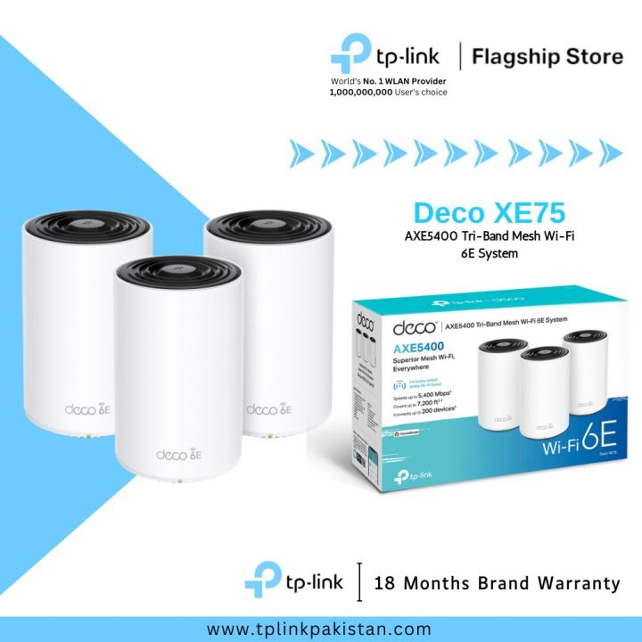 TP-Link Wi-Fi Deco E4 , Deco M4 , Deco X10 , Deco X20 , Deco X60 , Deco X50 , Deco X50 PoE , Deco X50 Outdoor , Deco BE25 , Deco XE75 ( 1 Pack / 2 Pack / 3 Pack ) AX5400 Dual Band Whole Home Mesh Wi-Fi 6 System - 18 Months Brand Warranty