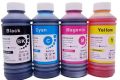 Printer Refill Ink for HP, Canon, Epson Inkjet & Deskjet Printers – 4 Color CMYK Set – High Quality Dye-Based Ink – 500ml/100ml Bottles. 