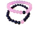 Couple Bracelet- Black with pink  Beads - classic design- 8mm size beads- for boys & girls both- bff- couple. 