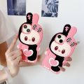 ♥Ready Stock +FREE Shipping+COD♥3D cute cartoon labubu pink and black patchwork color silicone case for iPhone 11 12 13 14 15 16 Pro Max casing Cartoon animal soft silicone protective cover for iPhone case. 