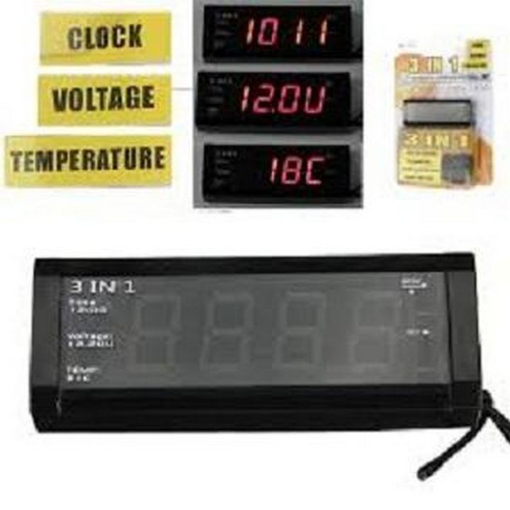 WF-518 3-in-1 Car Digital Clock w/ Voltmeter & Thermometer