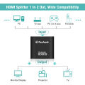 HDMI Splitter 1 in 2 Out - Techole 4K 2 Way HDMI Splitter, Aluminum Powered HDMI Switch Ver 1.4 HDCP Bypass, Supports 4K@30Hz 1080P 3D for PS4 Xbox Sky Box Fire Stick, DVD Player HDTV Projector etc. 