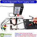 Universal 4 Line Adjustable DC Power Supply Cable Multi-Function Current Test Wire with USB Output and Alligator Clips for Mobile Phone Repair Tools (iPhone/Android) – by Electrica. 