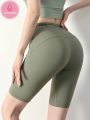 OzalCtree Naked Skin Pilates Tight Half Yoga Pants Summer Waist Slimming and Hip Lifting Fitness Leggings Running Cycling Gym Shorts Pants. 