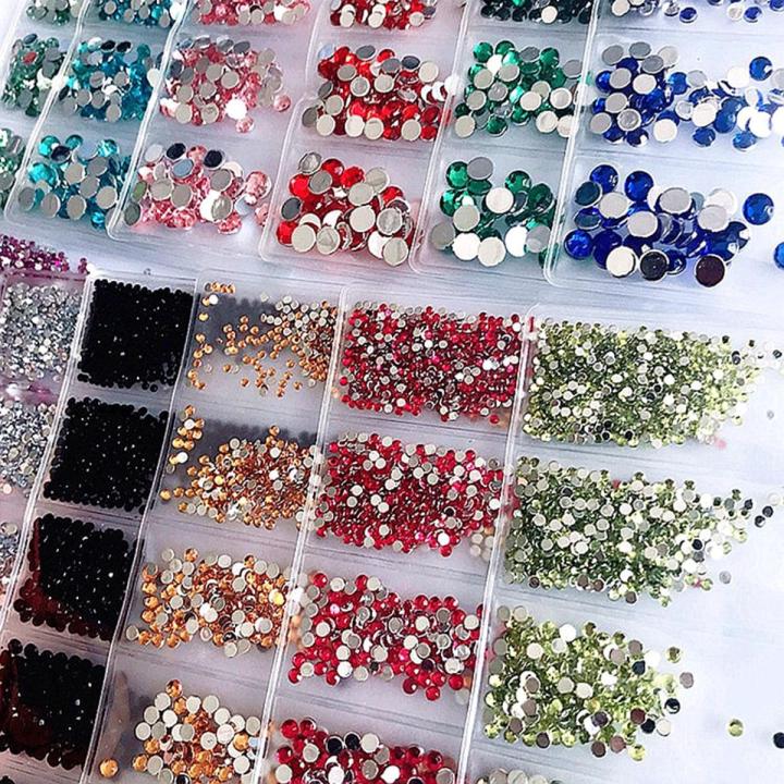 6 Sizes 1.5-5mm Glitter Flat Back Non Hotfix Round Acrylic Diamond Nail Art Rhinestones Gems Decorations Manicure DIY Tips
