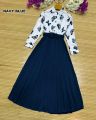 Dealistaan Stitched Butterfly Printed Top With Skirt & Belt 2Pc Dress For Women. 