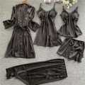 5pc Nighty Night Dress Premium Quality High Quality Silk Night Wear Honeymoon Bridal Set Pack of 5PCS. 