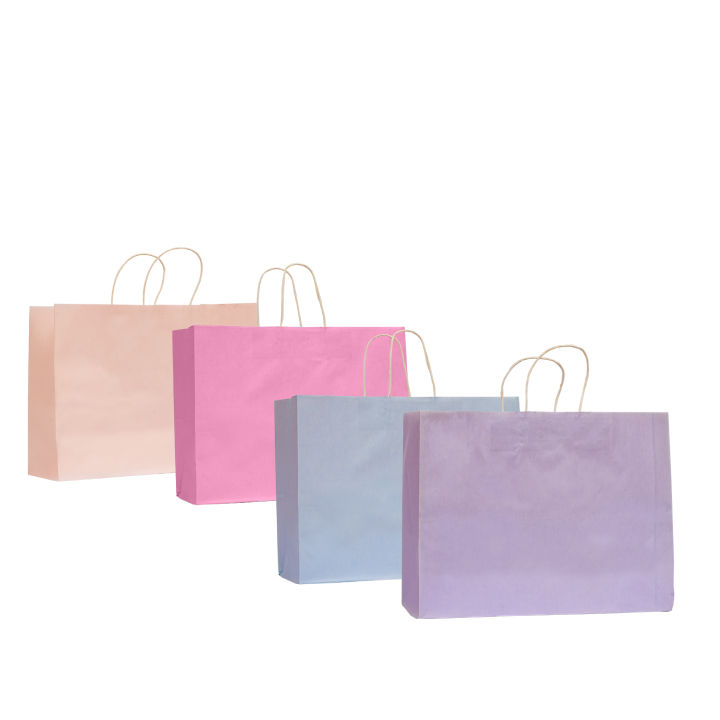 Paper Bags kraft paper gift bag with Twisted Rope Handle  - size 16 x 5.5 x 12.1 inches pack of 12 pcs