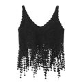 Women Hollow Out Crochet Crop for Tank Top Knit Heart Lace Long Tassels Camisole Sleeveless See-Through Vest Beach Cover. 