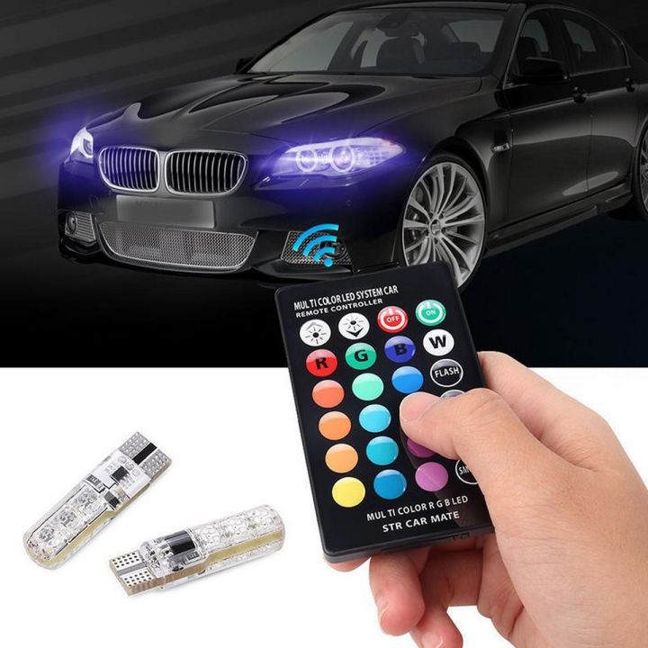 RGB CAR PARKING LED BULB LIGHT WITH REMOTE CONTROL T10