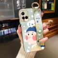 YIWESAN For vivo y12a Case With Wristband Fashion Cartoon Spoof Girl New Design Thin Shockproof Phone Case Pattern Plating Silicone Casing Full Cover Camera SoftCase Protection Cases. 