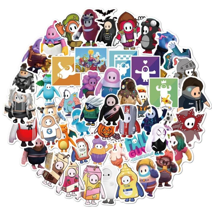 Cartoon Anime Game Fall Guys Stickers Car Laptop Luggage Phone Stationery Decal Waterproof Graffiti Sticker Toys Kids Gifts