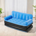 Imported Air sofa Cum Bed 5 in 1 Sky Blue PVC Non Velvet Air Multipurpose Double bed Kids Sleeping Mattress Travel Lounge Seat without Electric pump 3 Seater Inflatable Sofa NOTE random color will be delivered. 
