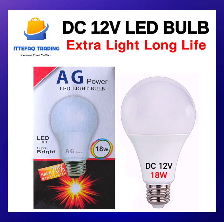 DC 12V LED Bulb 18 Watt Screw Type E27 Daylight White