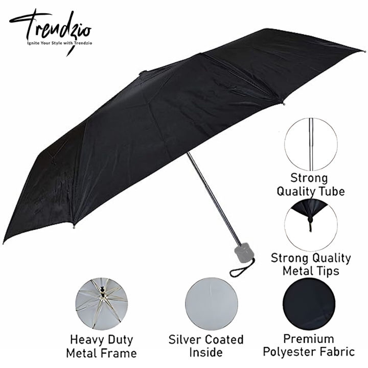 TRENDZIO Folding Umbrella 8 Ribs Compact Size Portable Umbrella for Rain and Sun Protection for Girls Boys with Bag