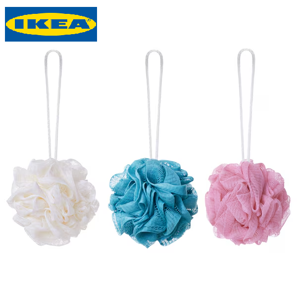 Set of 3 - IKEA ÅBYÅN Body Puff, Multicolor: Exfoliating Mesh Sponge for Smooth and Invigorated Skin