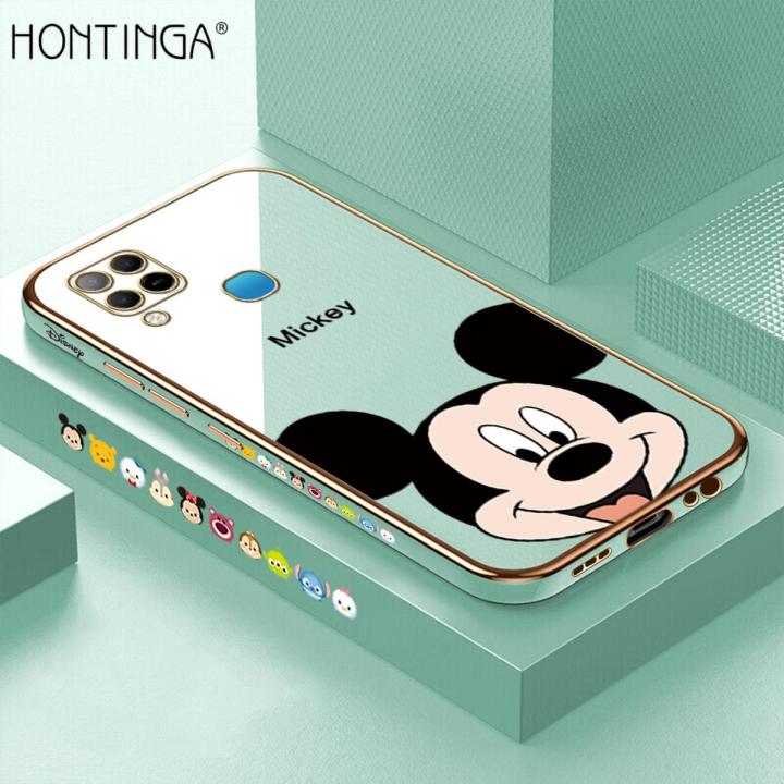Hontinga for Infinix Hot 10S NFC Back Cover（Free Lanyard）Luxury 6D Plating Cartoon Cute Mouse Side Pattern Case Soft Silicone Square Phone Cases