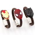 Superhero Avengers Bracelet Black Panther Iron Man Captain America Spiderman Handmade Woven Leather Accessories Gift. 