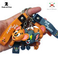 PACK OF 2 TOM AND JERRY SOFT SILCONE MADE KEYCHAIN FOR BOYS AND GIRLS Keyrings For Children. 