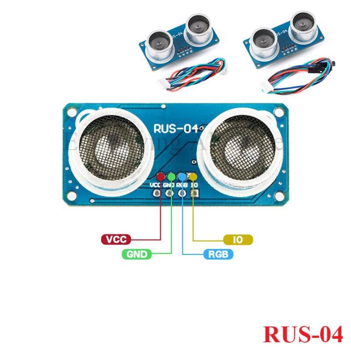 RUS-04 Ultrasonic Module with RGB Light Distance Ranging Sensor Compatible HC-SR04 Obstacle Avoidance for Arduino Smart Car Robo