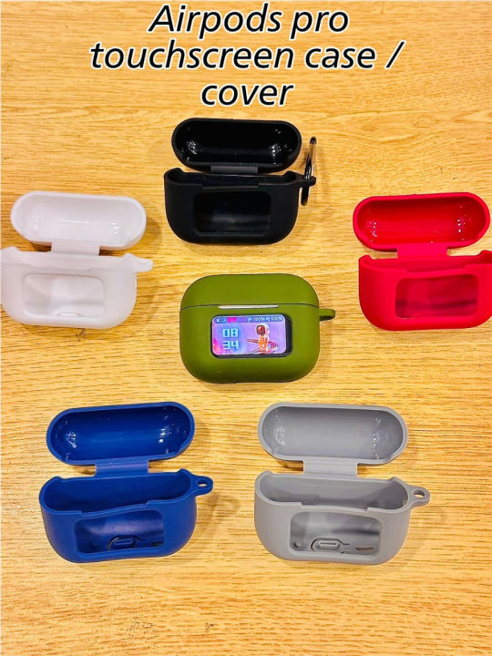 A9 Pro Max Airpods Pro with touchscreen Silicone soft 360 protection case with metal hanging clip