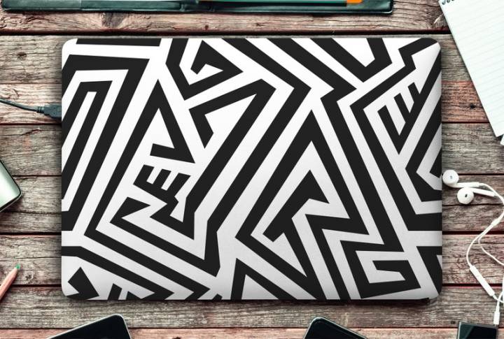 Geometric ZigZag Bold Aztec Line Art Laptop Skin Vinyl Sticker Decal, 12 13 13.3 14 15 15.4 15.6 inch Laptop Skin Sticker Cover Art Decal Protector Fits All Laptops