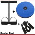 COMBO DEAL HIGH QUALITY SINGLE SPRING TUMMY TRIMMER AND COLOR TWISTER EXERCISE MACHINE ABS DISC AND JUMPING SKIPPING ROPE. 