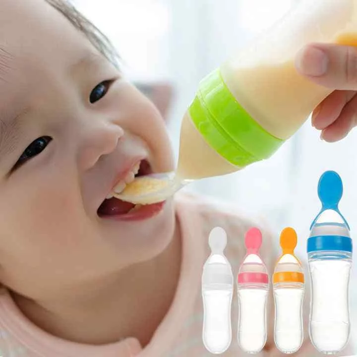 Baby Spoon Feeder Milk Bottle Silicone Squeeze Safe Pacifier Baby Spoon Feeder / Feeder with Spoon / Silicone Spoon Feeder / Baby Silicon Spoon Feeder / Spoon bottle Feeder / Spoon Feeder Silicon