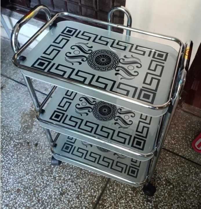 Trolley 3 Tray Wheels Moving TrolleySide Table TrolleyKitchen Trolley