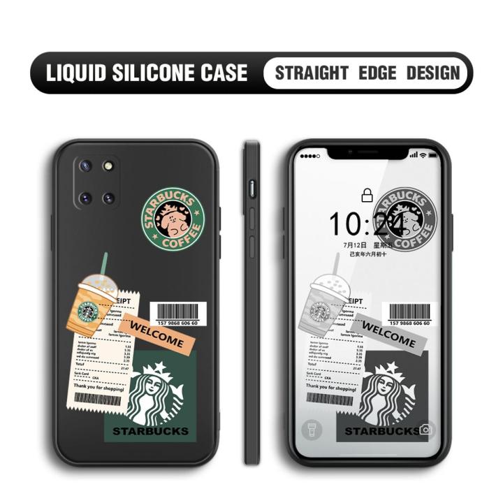 BILI for Samsung Galaxy Note10 Lite / Samsung Galaxy A81 / Samsung Galaxy M60S Back Cover Creative Coffee Order Receipt Multicolor Liquid Silicone Phone Case Soft Square Lens Protection Phone Cases