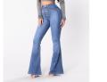 OIMG Womens Vintage High Waist Flared Bell Bottom Jeans Trendy Light Denim Pants. 