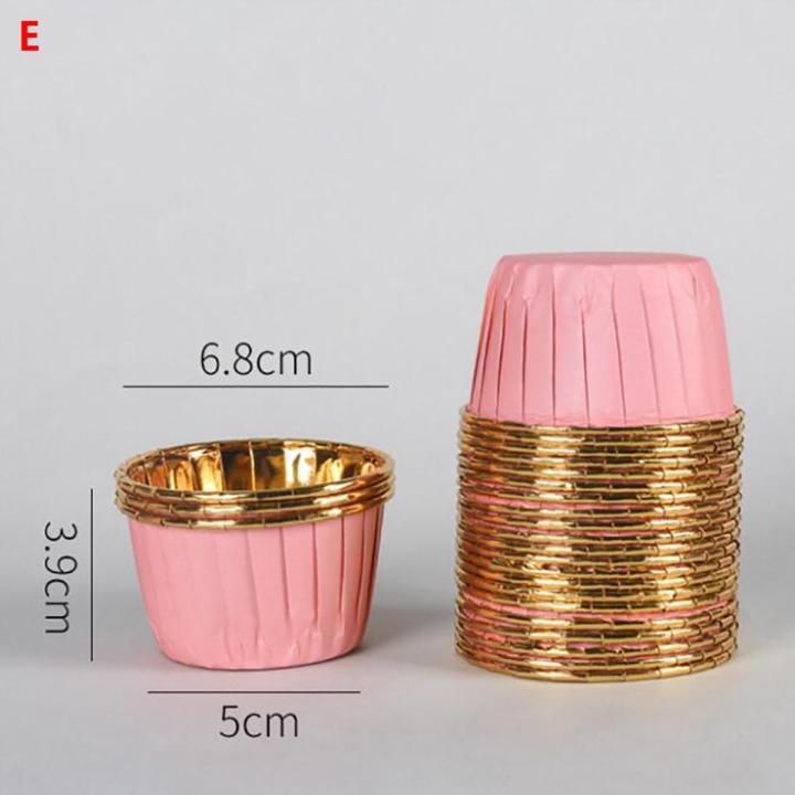 50Pcs Large 5039 Aluminum Foil Wrapper Paper Gold Cupcake Liner Baking Cup MJ
