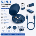 5-in-1 charging cable, PD fast charging cable, USB-C fast charger, ios charging cable, Android fast charging cable, portable charging kit, OTG converter cable, multi charging cable, travel charger kit, USB power delivery cable, foldable charging cable,. 
