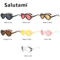 New Luxury Brand Punk Sunglasses For Women Vintage Thick Sun Glasses Men Retro Round Black Yellow Gradient Eyewear Female Shade. 