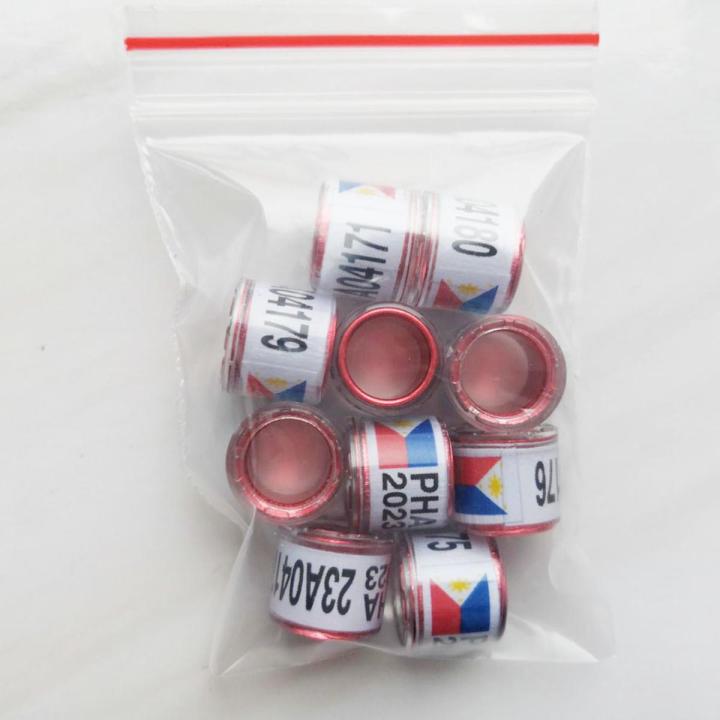 10 Pcs PHA/PHIL Pigeon ring 2023 Pigeon foot ring Serial number Colored interior,with base PHA PHIL Pigeon ring