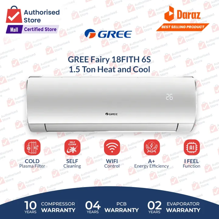 GREE%20Split%20AC%201.5%20TON%20Inverter%20Fairy%20Series%20-%20Model%2018FITH6C/6S%20-(T3%20Climate)%20Heat%20&%20Cool%20Air%20Conditioner%20with%2010%20Years%20Compressor%20Warranty%20-%20Image%202