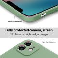 【Become iPhone 12 With Logo Straight Square Edge Liquid Silicone Soft Phone Case For iPhone 11 Pro Max X XR XS Max 8 7 6 6S Plus + SE 2020 Phone Cover Casing With Velvet Inside With Full Cover Camera Protection. 