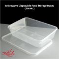 Pack of 10 - 500 ML. Microwave Disposable Food Storage Boxes - Clear Transparent Plastic. 