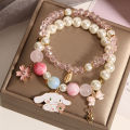 Sanrioed My Melody Bracelet Fashion Cute Crystal Beads Kawaii Cinnamorol Kuromi Pendant Accessories Jewelry Kawaii Gril Gift Cuilei. 