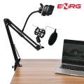 Energy - ENRG Boom_Suspension Scissor Arm Full Kit Stand ( Mic Not Include ) Dock Holder For Mobile And Microphone With Mic Support Pop Filter Windscreen Tablet Clip Table Black. 