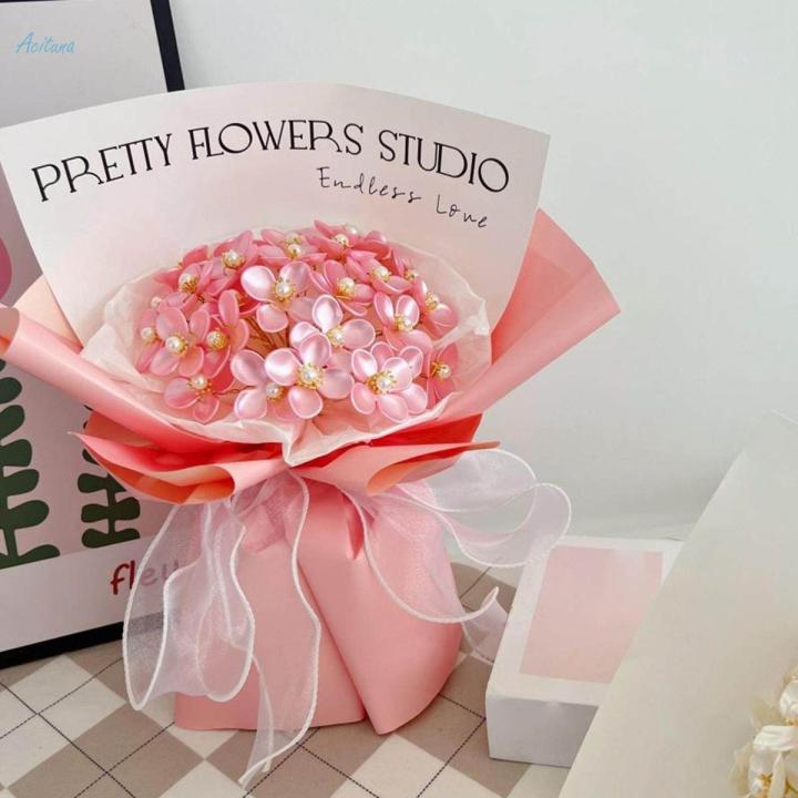 Flower Bouquet Craft Bouquet Making Materials Artificial Flowers Flower Making Set DIY Bouquet Set for Birthday Wedding Party Gift for Women