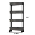Kitchen Storage Trolley, Plastic Serving Rolling Cart Basket Tray with Wheels, for Bedroom Bathroom Office. 