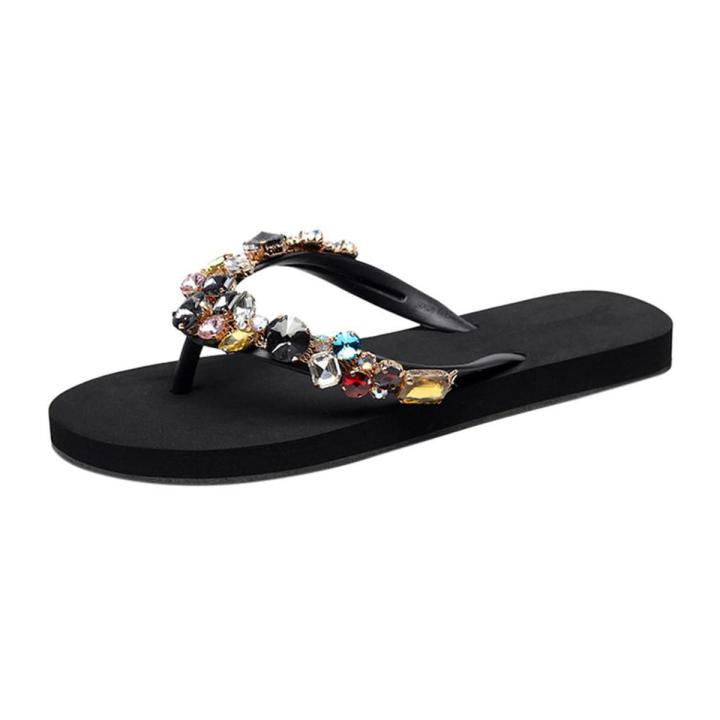 Women Ladies Fashion Korean Style Summer Crystal Bohemian Style house slippers Beach sandal
kasuts Shoes 35-39 womenshoes