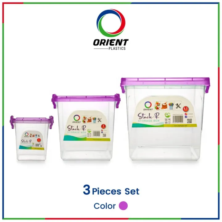 Orient Stack R 3 Pcs Set – Stackable Plastic Storage Boxes with Lids ...